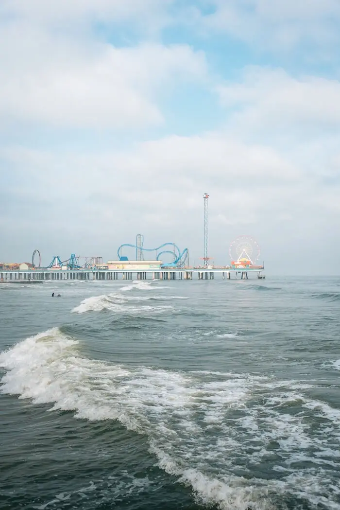 Amusement park pier ocean waves