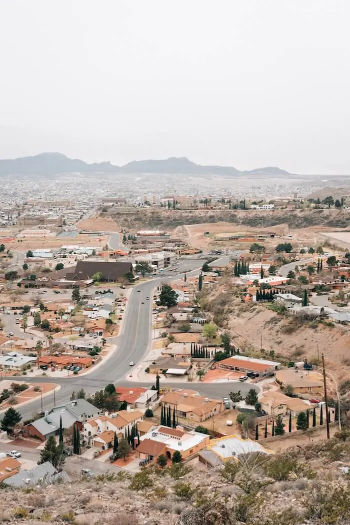 Hillside urban landscape with roads