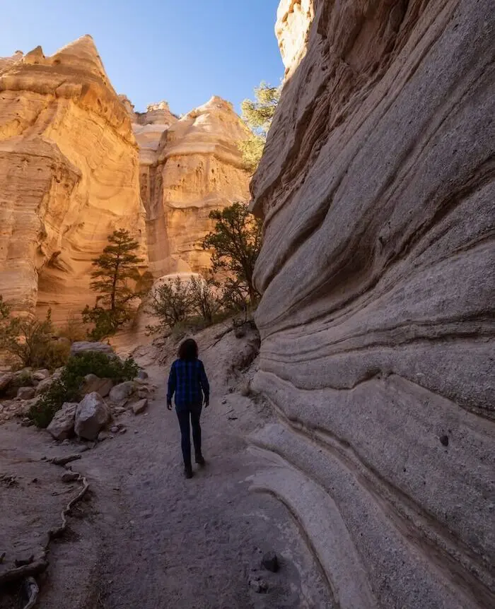 Person hiking in scenic canyon