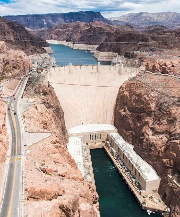 Majestic dam in desert landscape